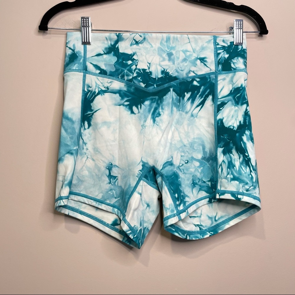 Balance Athletica Oasis Collection Tie Dye OG Bike Teal Bootie Shorts M